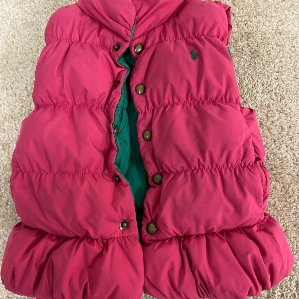 Girls Ralph Lauren Polo Pink and Green Vest